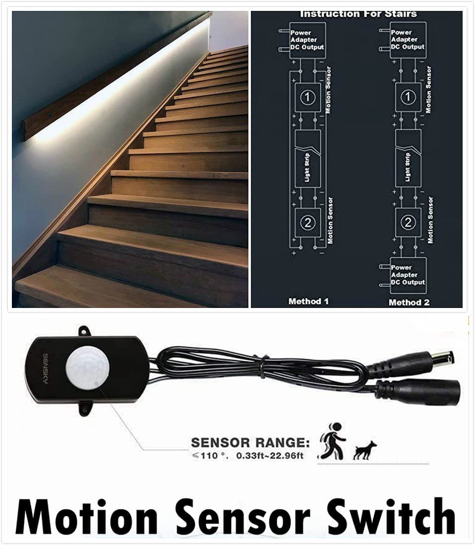 Rayzeek 可調光 PIR 動態感應 LED 燈條,附英國轉接頭,2.5米冷白光