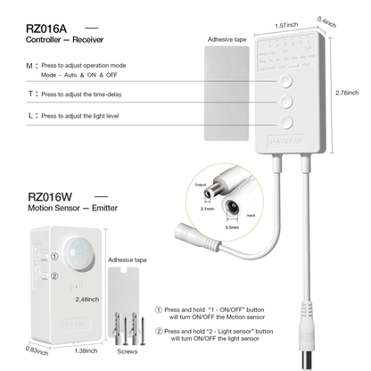 Kit: RZ016A Low Voltage Controller + RZ016W Wireless Motion Sensor
