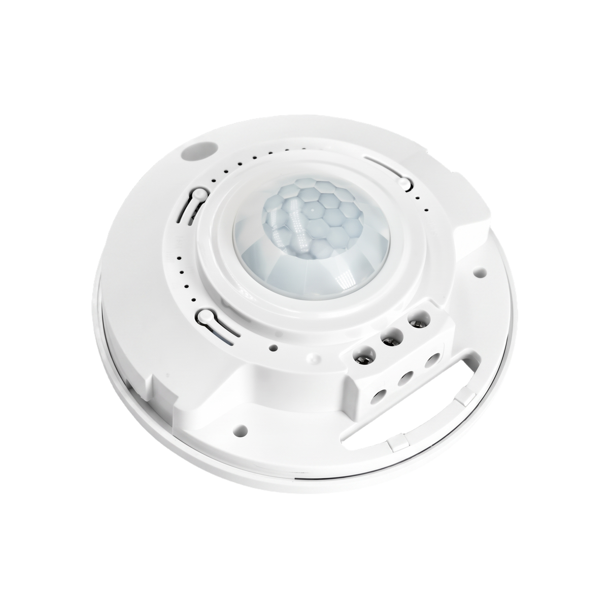 RZ036 ceiling mount motion sensor - settings side, cover off