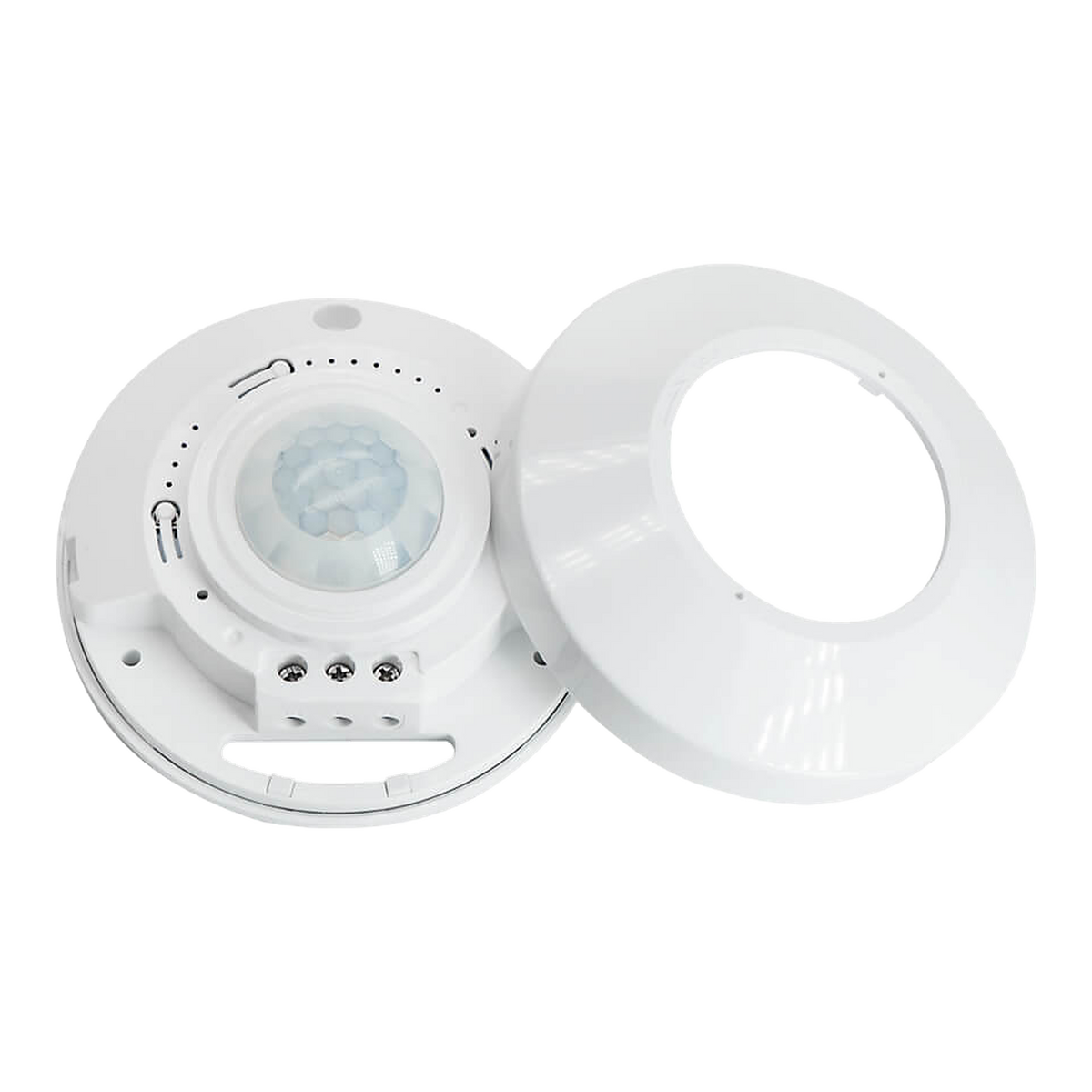 RZ036 ceiling mount motion sensor - settings side with cover