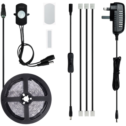Motion sensor strip light cool white UK - cool white UK kit contents