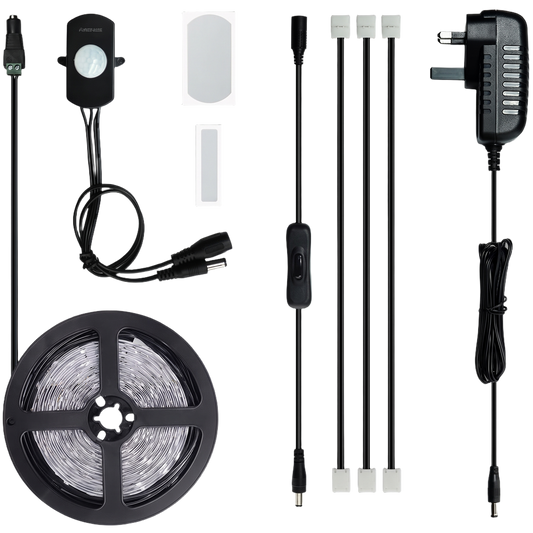 Motion sensor strip light cool white UK - cool white UK kit contents
