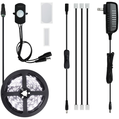 Motion sensor strip light cool white US - cool white US kit contents