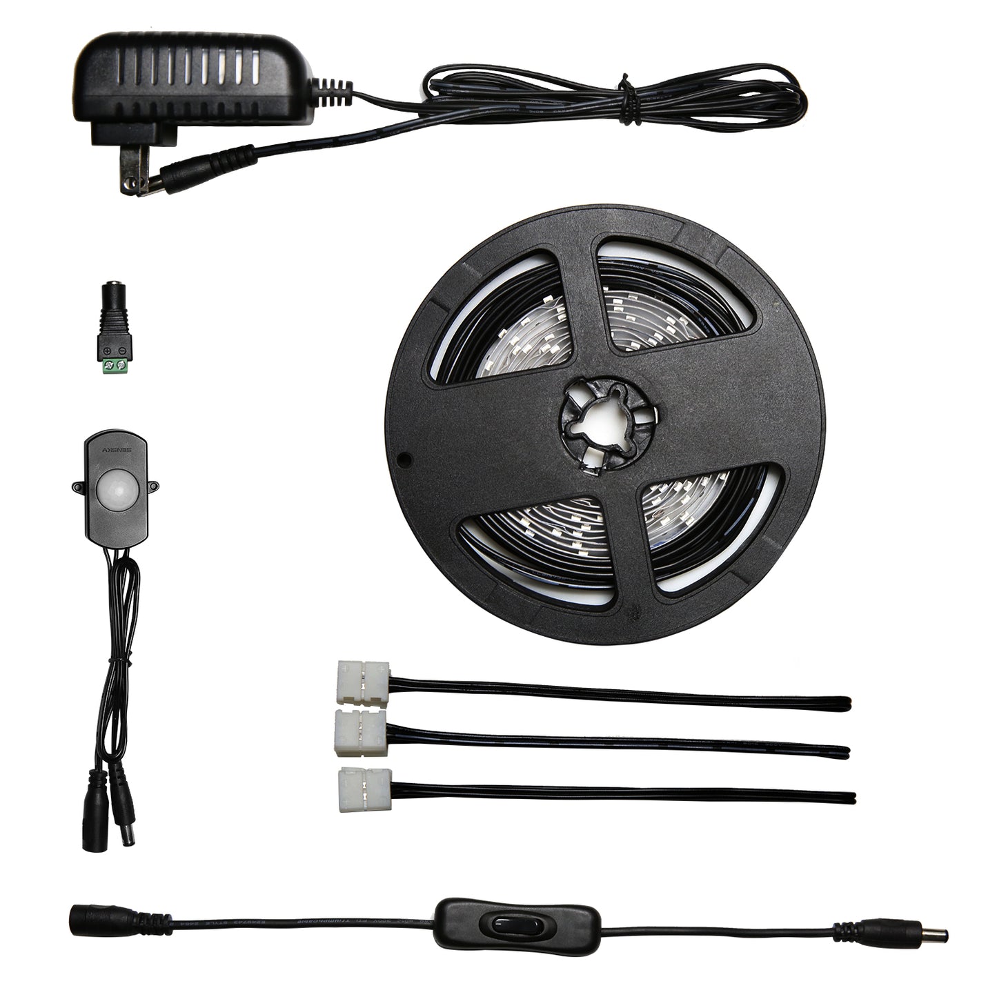 Rayzeek Dimmable PIR Motion Sensor LED Strip Lighting with US Adapter, 6M Warm White