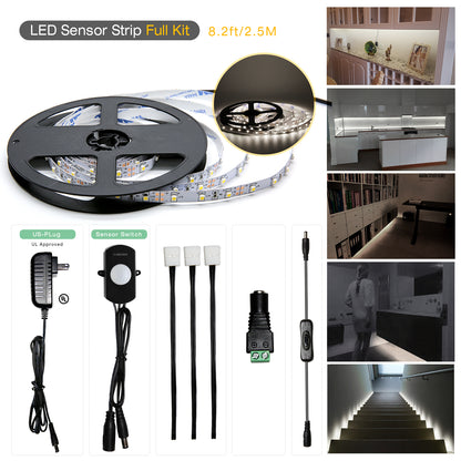 Rayzeek Dimmable PIR Motion Sensor LED Strip Lighting with US Adapter, 6M Warm White