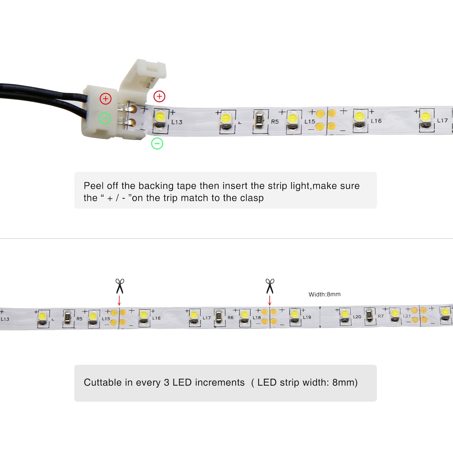 Rayzeek Dimmable PIR Motion Sensor LED Strip Lighting with US Adapter, 6M Warm White