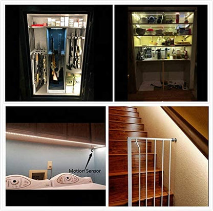 Rayzeek Dimmable PIR Motion Sensor LED Strip Lighting with US Adapter, 6M Warm White