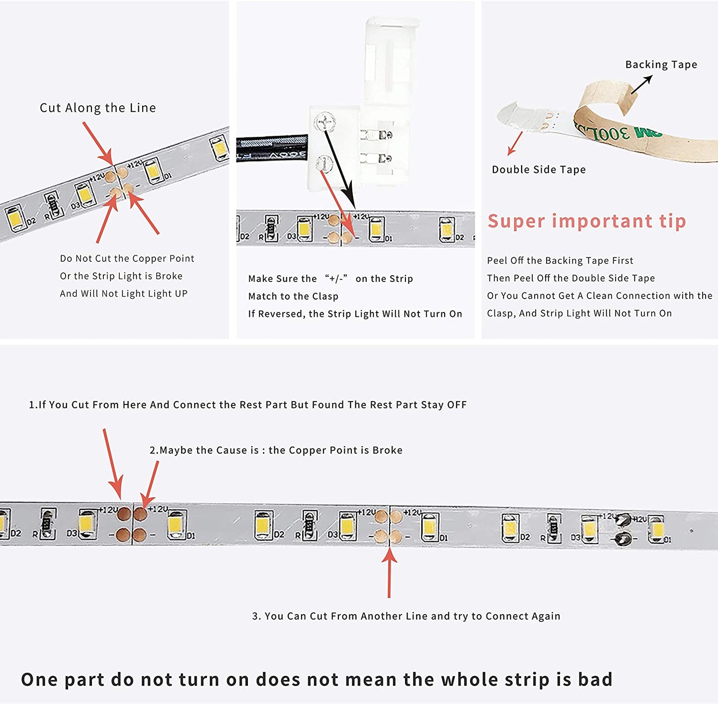 Rayzeek Dimmable PIR Motion Sensor LED Strip Lighting with US Adapter, 6M Warm White