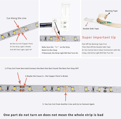 Rayzeek Dimmable PIR Motion Sensor LED Strip Lighting with US Adapter, 6M Warm White